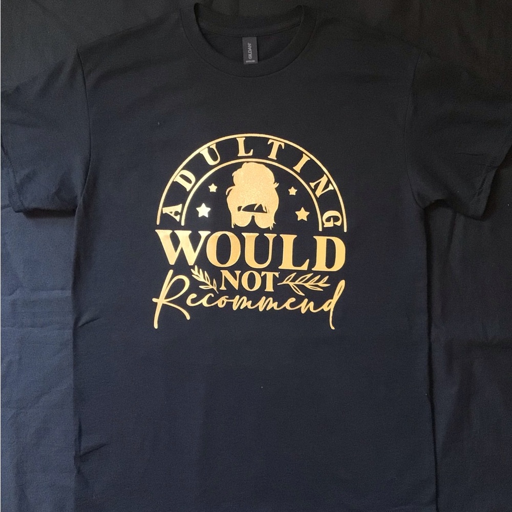 Black Graphic T-Shirt with Gold Print